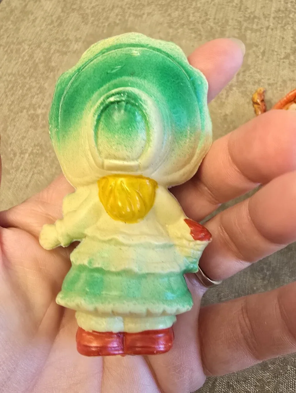 2 Vintage Christmas Ornament Blow Mold Plastic Little Girls 4